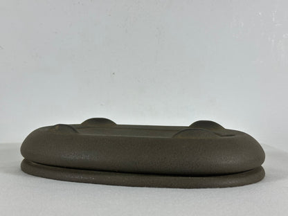 Preowned Vintage Japanese Tokoname Unglazed Bag Style Bonsai Pot Yamaaki - 9.5” By 6.25”