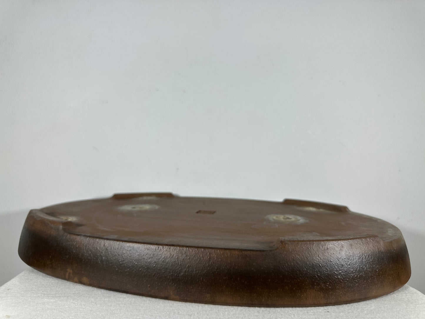 Preowned Japanese Tokoname Unglazed Oval Shallow Bonsai Pot Seizan - 20.5” By 14.25”