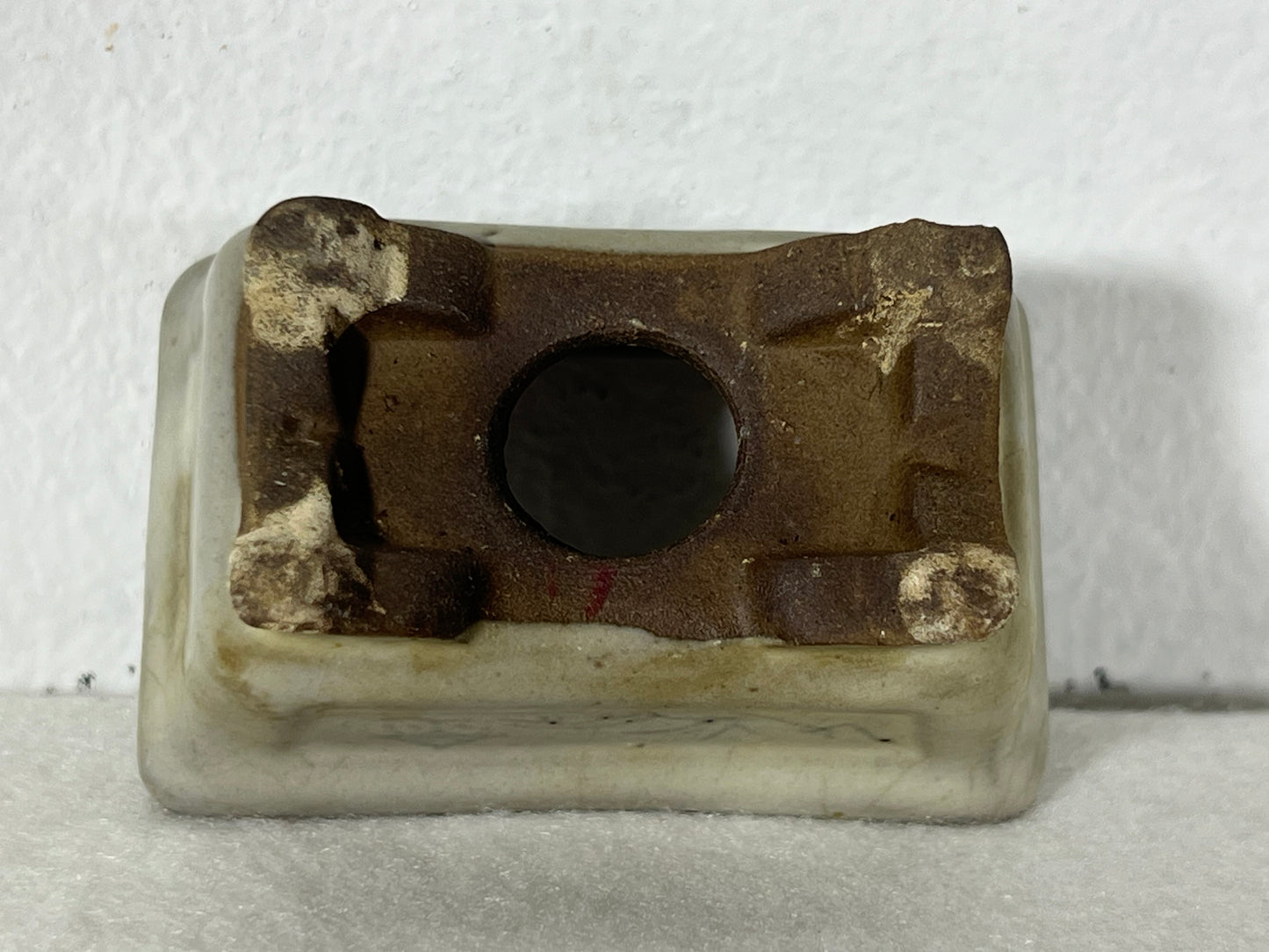 Preowned Japanese Tokoname Rectangular Bonsai Pot Tosui - 2.25” By 1.75”