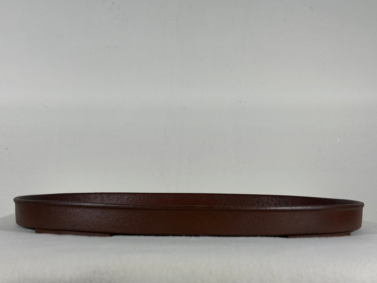 Preowned Japanese Tokoname Unglazed Shallow Oval Bonsai Pot Has Stamp - 13.25” By 9.5”