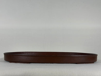 Preowned Japanese Tokoname Unglazed Shallow Oval Bonsai Pot Has Stamp - 13.25” By 9.5”