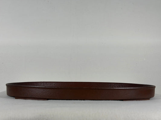 Preowned Japanese Tokoname Unglazed Shallow Oval Bonsai Pot Has Stamp - 13.25” By 9.5”