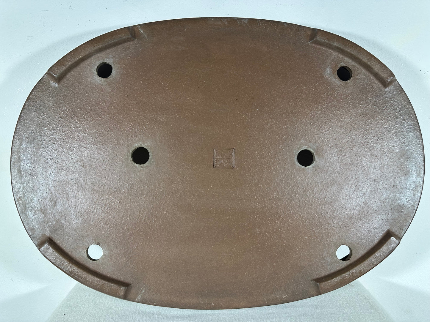 Preowned Japanese Tokoname Unglazed Oval Shallow Bonsai Pot Seizan - 20.5” By 14.5”