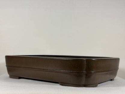 Preowned Japanese Tokoname Unglazed Rectangular Bonsai Pot Eiraku - 13.5” By 10.5”