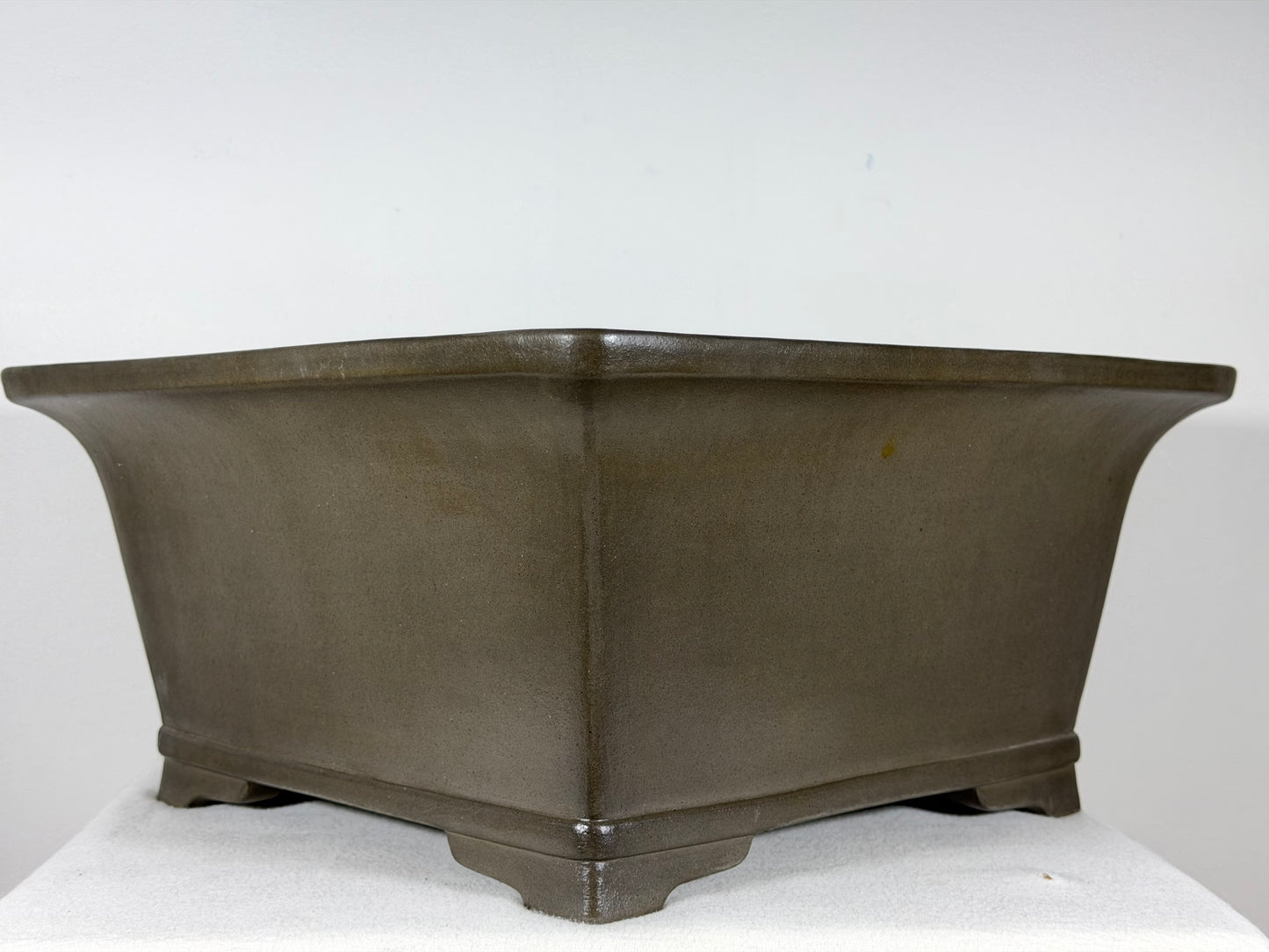 Preowned Japanese Tokoname Unglazed Square Bonsai Pot Gyouzan Nakano - 15.25” By 7.5”