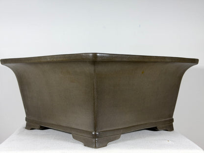 Preowned Japanese Tokoname Unglazed Square Bonsai Pot Gyouzan Nakano - 15.25” By 7.5”