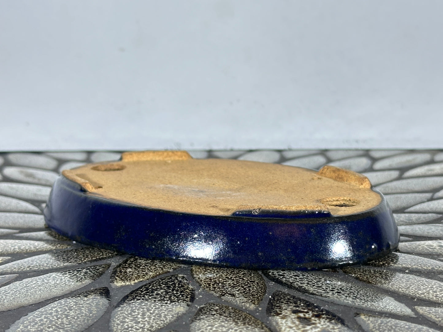 New Japanese Tokoname Glazed Oval Shallow Bonsai Pot Harutori - 6.25” By 4 3/8”