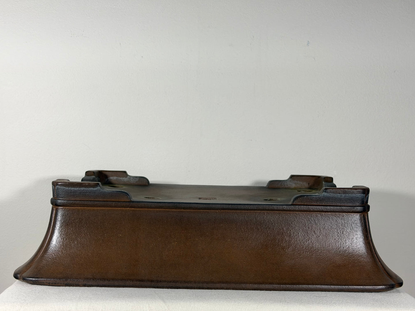 Preowned Japanese Tokoname Unglazed Rectangular Bonsai Pot Gyouzan Nakano - 16.75” By 12.25”