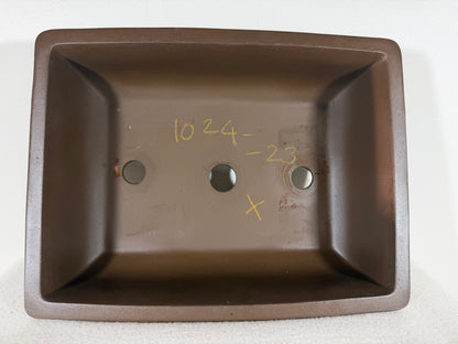 Preowned Japanese Tokoname Unglazed Rectangular Bonsai Pot Sankyou - 12.25” By 9.5”