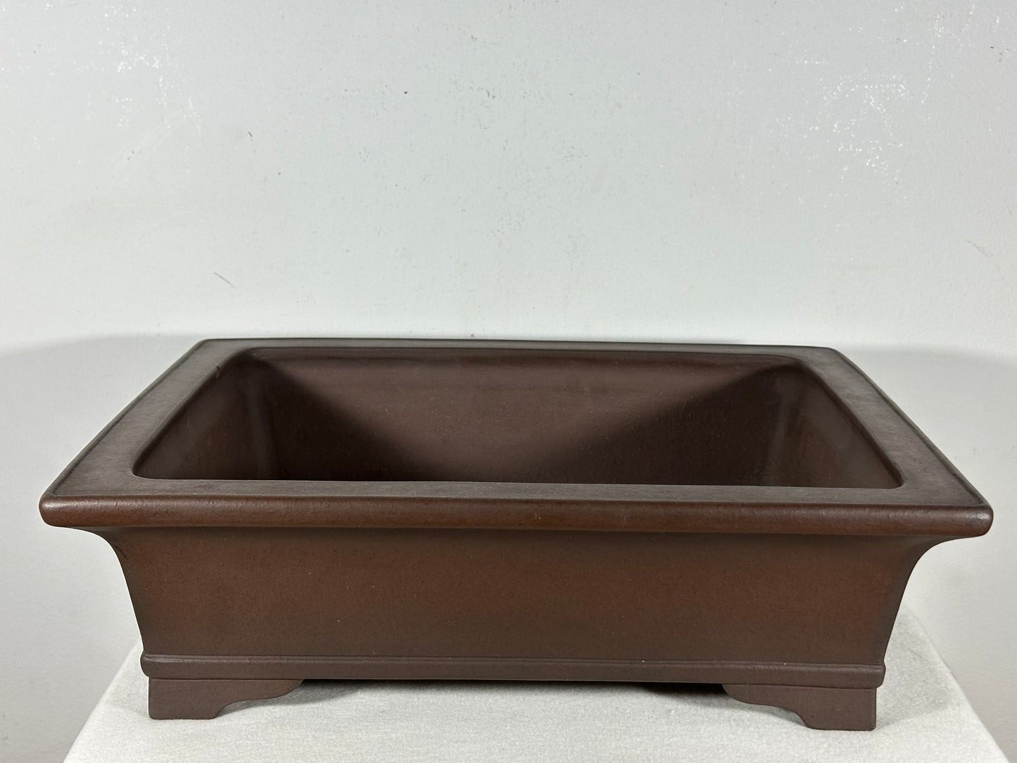 Preowned Japanese Tokoname Unglazed Rectangular Bonsai Pot Yamaaki - 16” By 12.75”