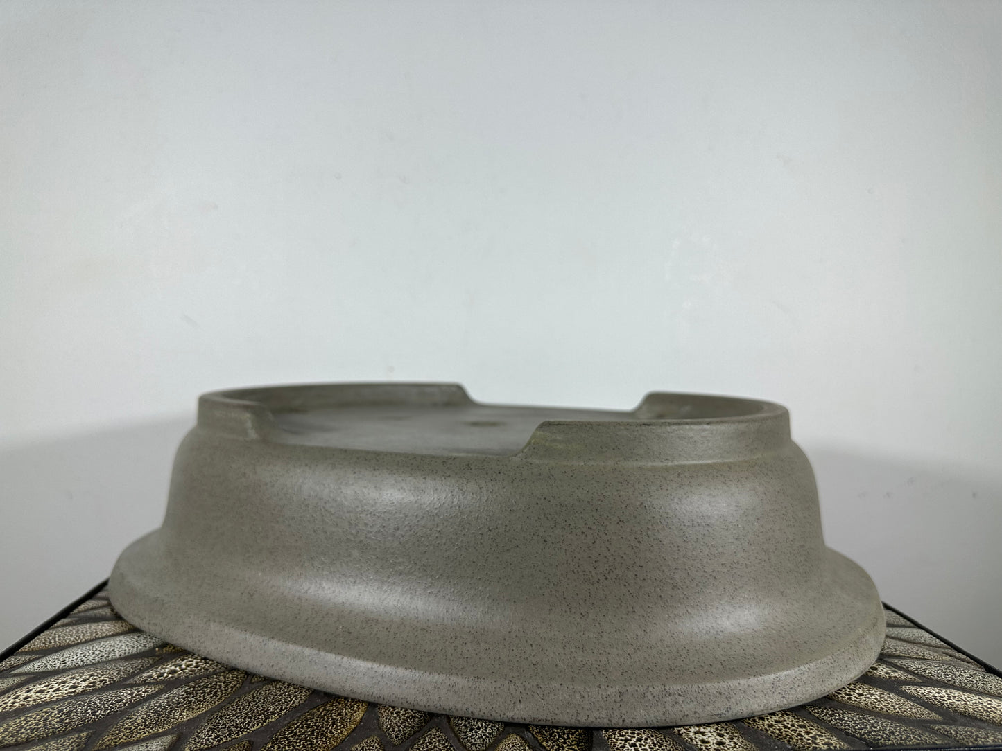Preowned Japanese Tokoname Unglazed Oval Bonsai Pot Seizan - 16.5” By 13.35”