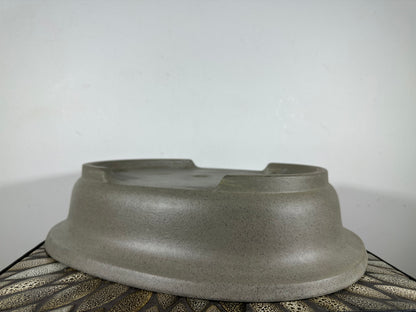 Preowned Japanese Tokoname Unglazed Oval Bonsai Pot Seizan - 16.5” By 13.35”