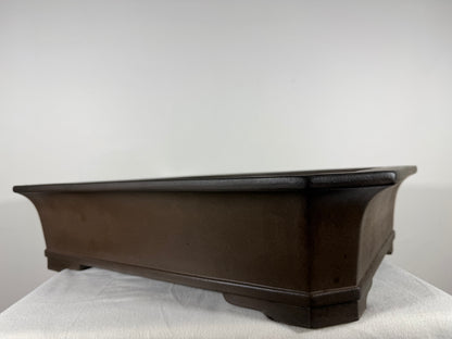 Preowned Japanese Tokoname Unglazed Rectangular Bonsai Pot Gyouzan Nakano - 19.75” By 14.5”