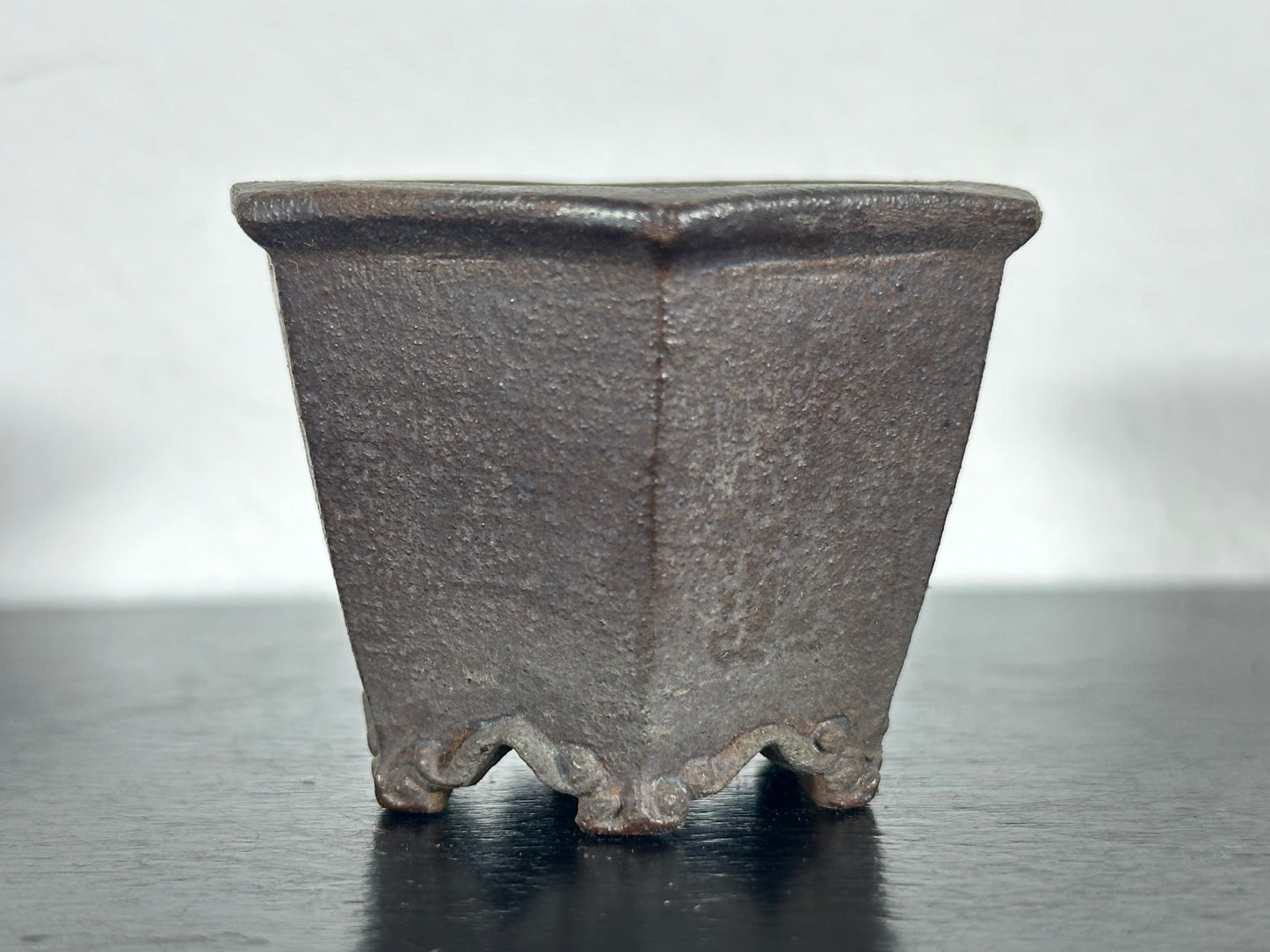 Preowned Vintage Japanese Tokoname Mame Cascade Bonsai Pot Sekishin - 2 1/8” By 1 7/8”