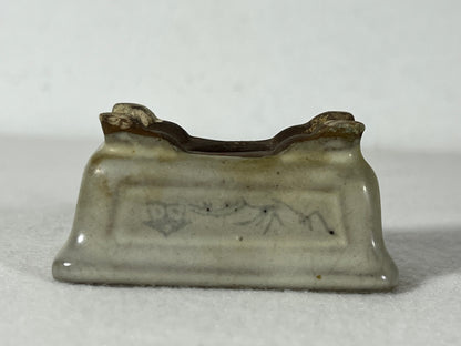 Preowned Japanese Tokoname Rectangular Bonsai Pot Tosui - 2.25” By 1.75”