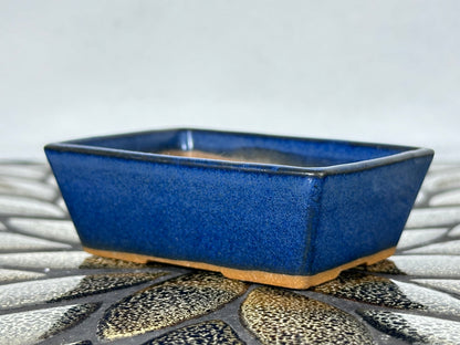 Preowned Japanese Tokoname Glazed Rectangular Bonsai Pot - 3.25” By 2.25”