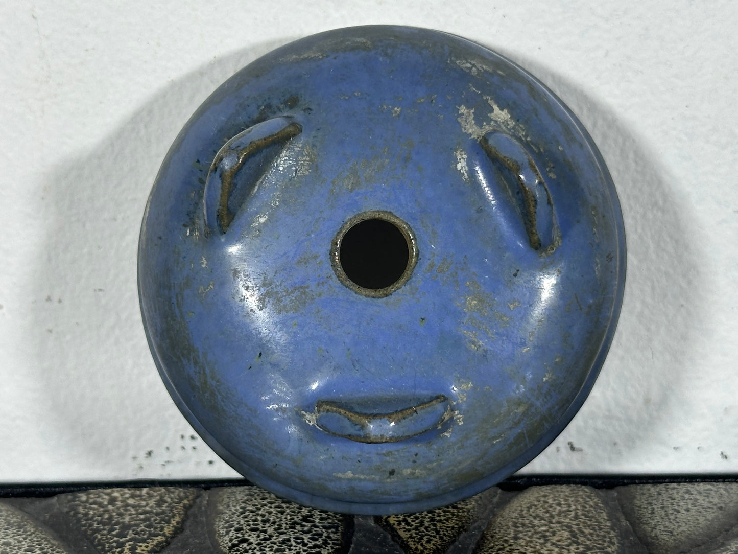 Preowned Japanese Tokoname Glazed Bag Style Bonsai Pot - 3 1/8” By 1.25”