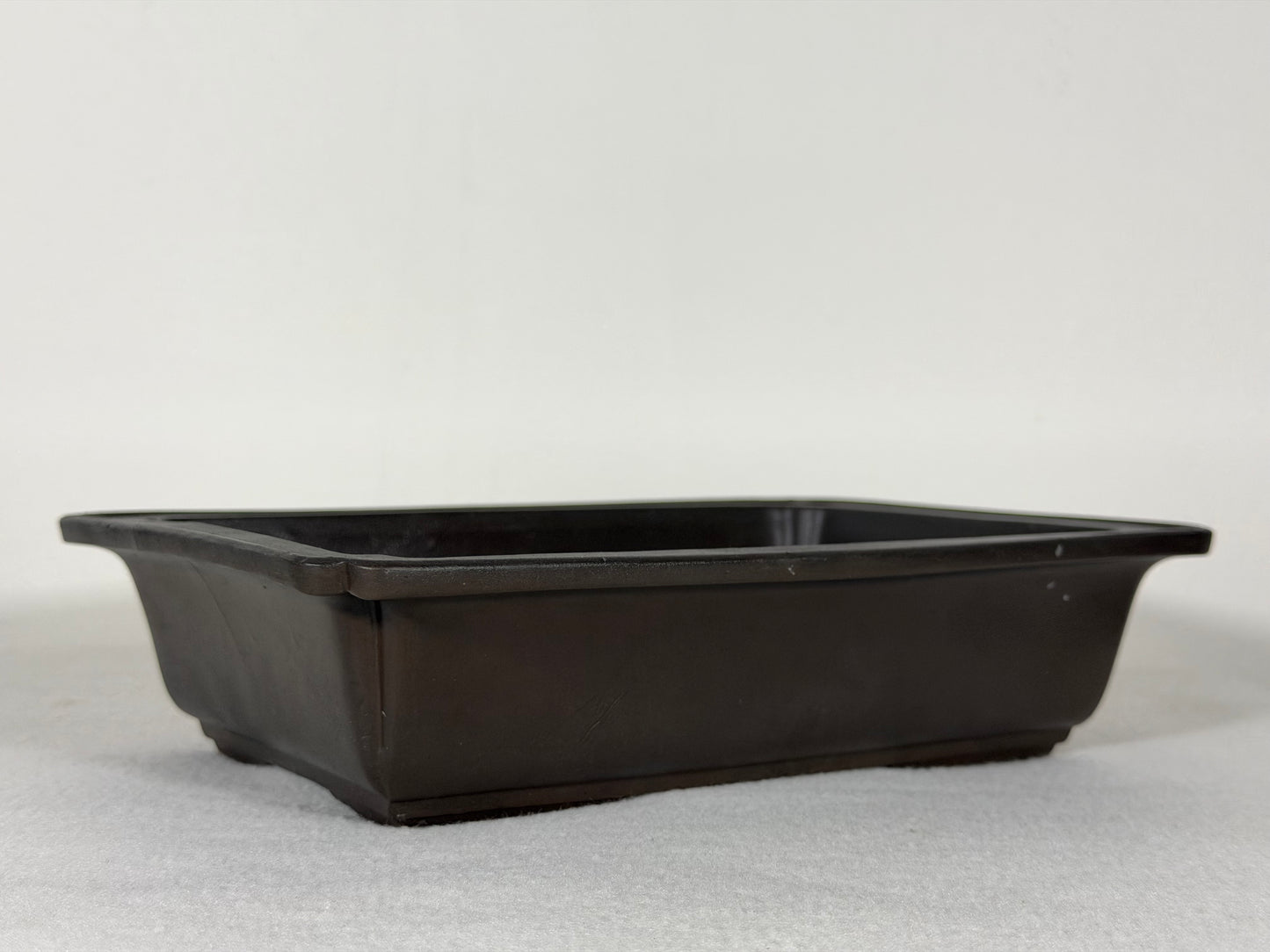 Preowned Japanese Tokoname Unglazed Rectangular Bonsai Pot with Stamps - 9.5” By 6.5”