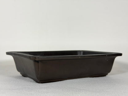 Preowned Japanese Tokoname Unglazed Rectangular Bonsai Pot with Stamps - 9.5” By 6.5”