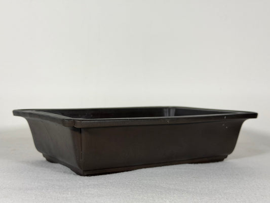 Preowned Japanese Tokoname Unglazed Rectangular Bonsai Pot with Stamps - 9.5” By 6.5”