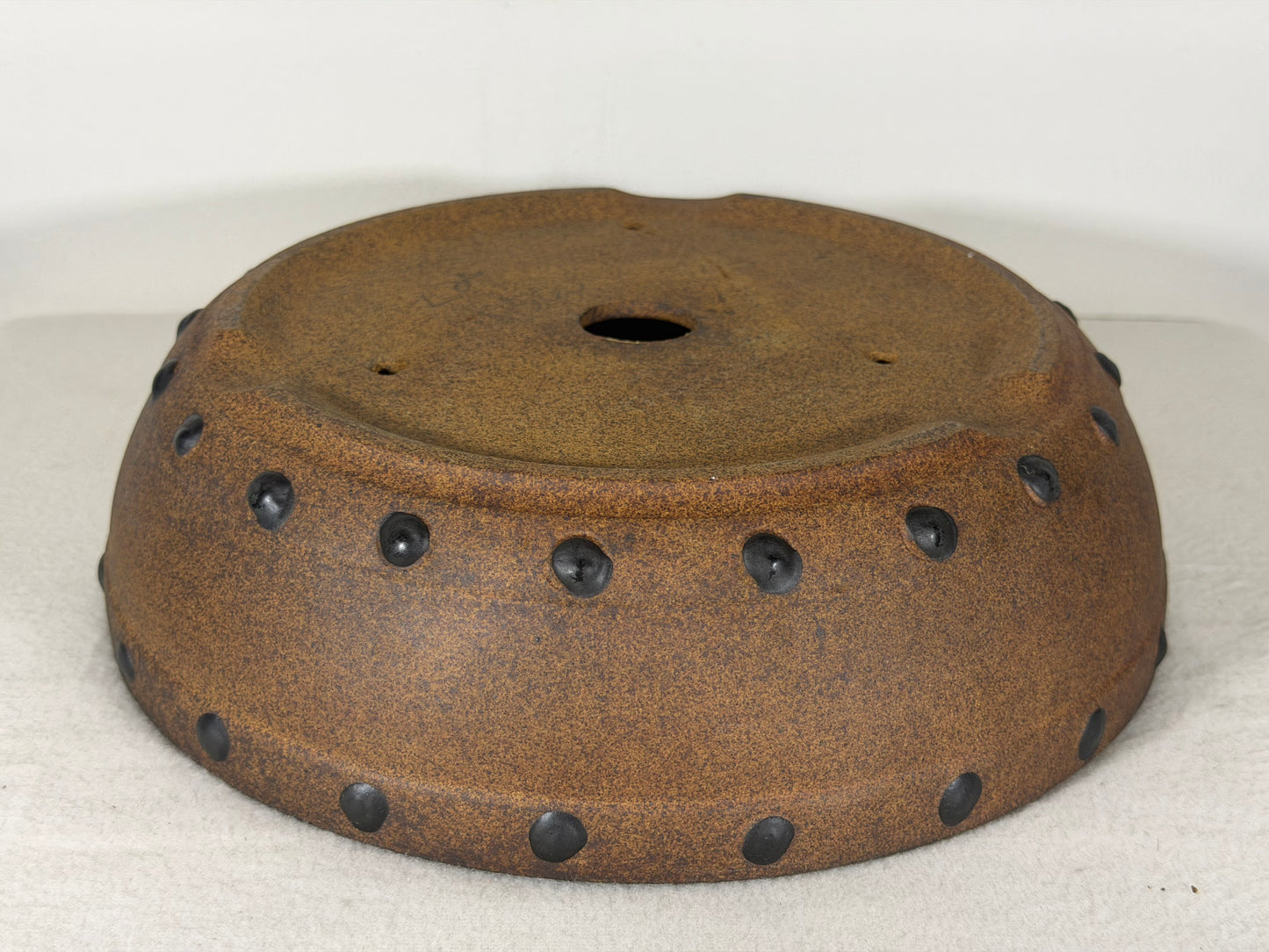 Preowned Japanese Tokoname Unglazed Drum Style Bonsai Pot - 10” By 2.75”