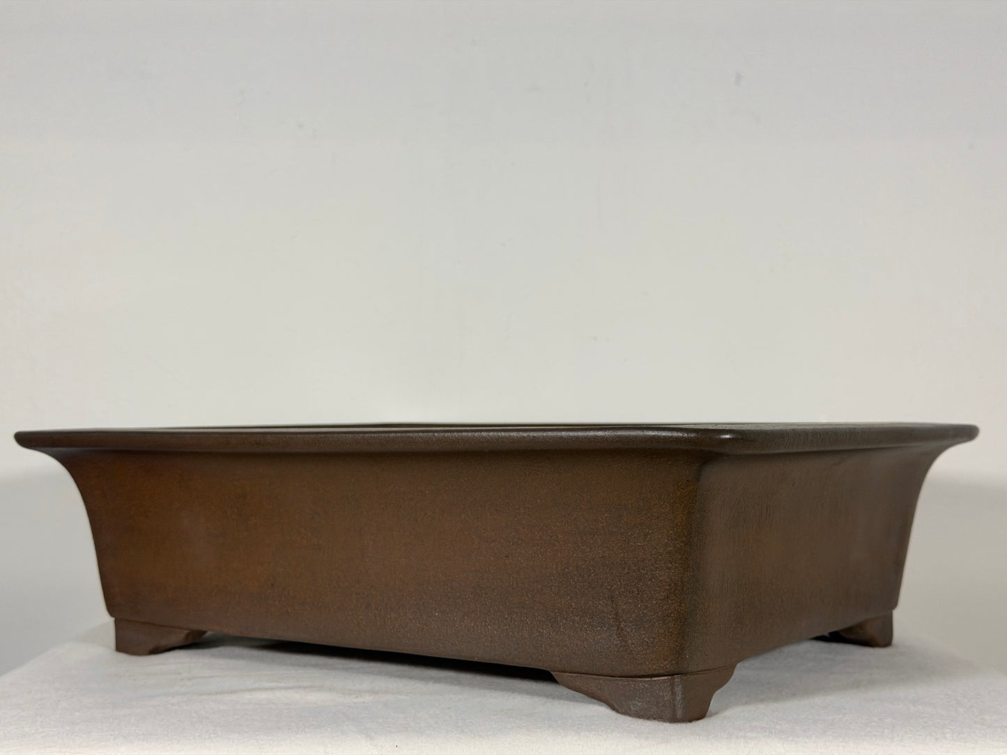 Preowned Japanese Tokoname Unglazed Rectangular Bonsai Pot Yuuji Nakano - 14.5” By 11.75”