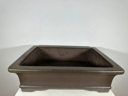 Preowned Japanese Tokoname Unglazed Rectangular Bonsai Pot Yamaaki - 17.75” By 14”