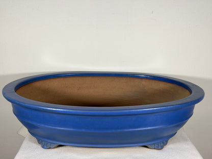 Preowned Japanese Tokoname Glazed Oval Bonsai Pot Reiho - 20.25” By 16”