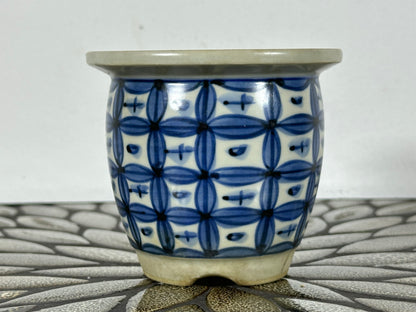 Preowned Japanese Tokoname Glazed Cascade Round Bonsai Pot Katu - 4” By 3.5”