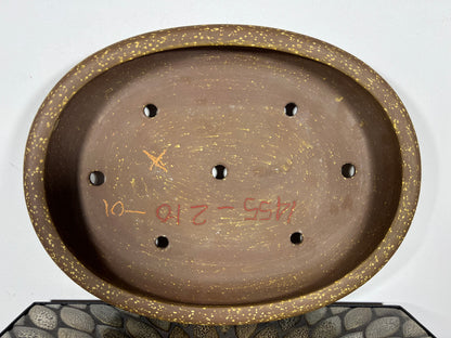 Preowned Japanese Tokoname Unglazed Oval Bonsai Pot Seizan - 14.75” By 11.25”