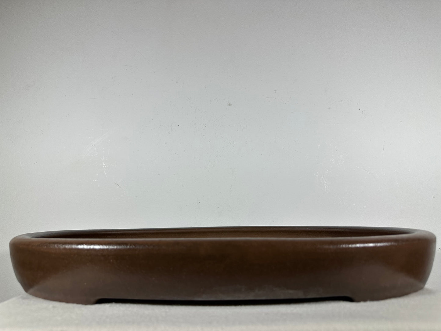 Preowned Japanese Tokoname Unglazed Oval Shallow Bonsai Pot Seizan - 20.5” By 14.5”