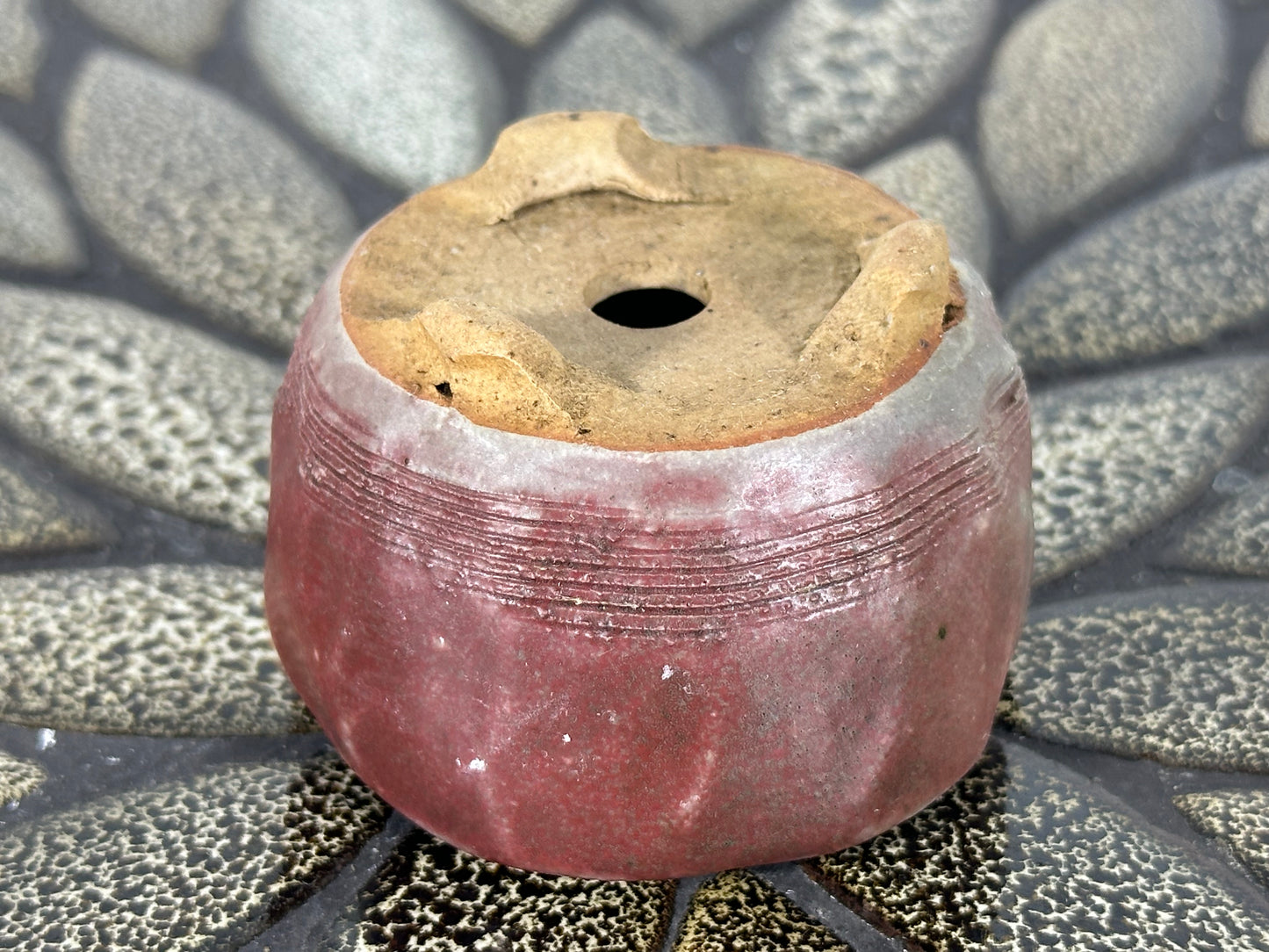 Preowned Japanese Tokoname Glazed Round Bonsai Pot - 2 3/8” By 1.5”