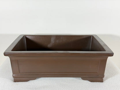 Preowned Vintage Japanese Tokoname Unglazed Rectangular Bonsai Pot Housei - 12.25” By 9.25”
