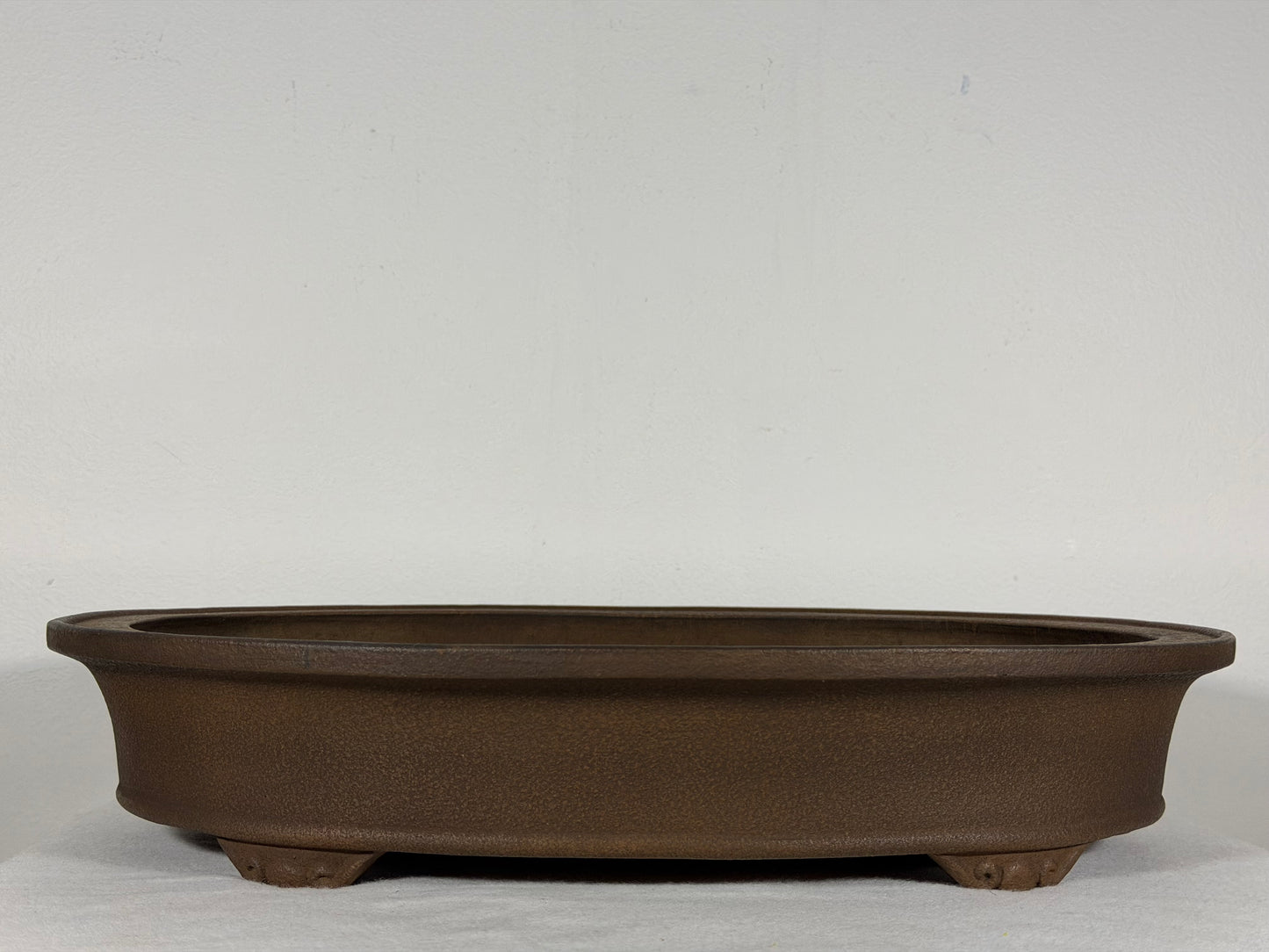Preowned Japanese Tokoname Unglazed Oval Bonsai Pot Keizan - 15.75” By 12.25”