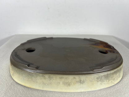 Preowned Japanese Tokoname Glazed Oval Shallow Bonsai Pot with patina - 10” By 7”