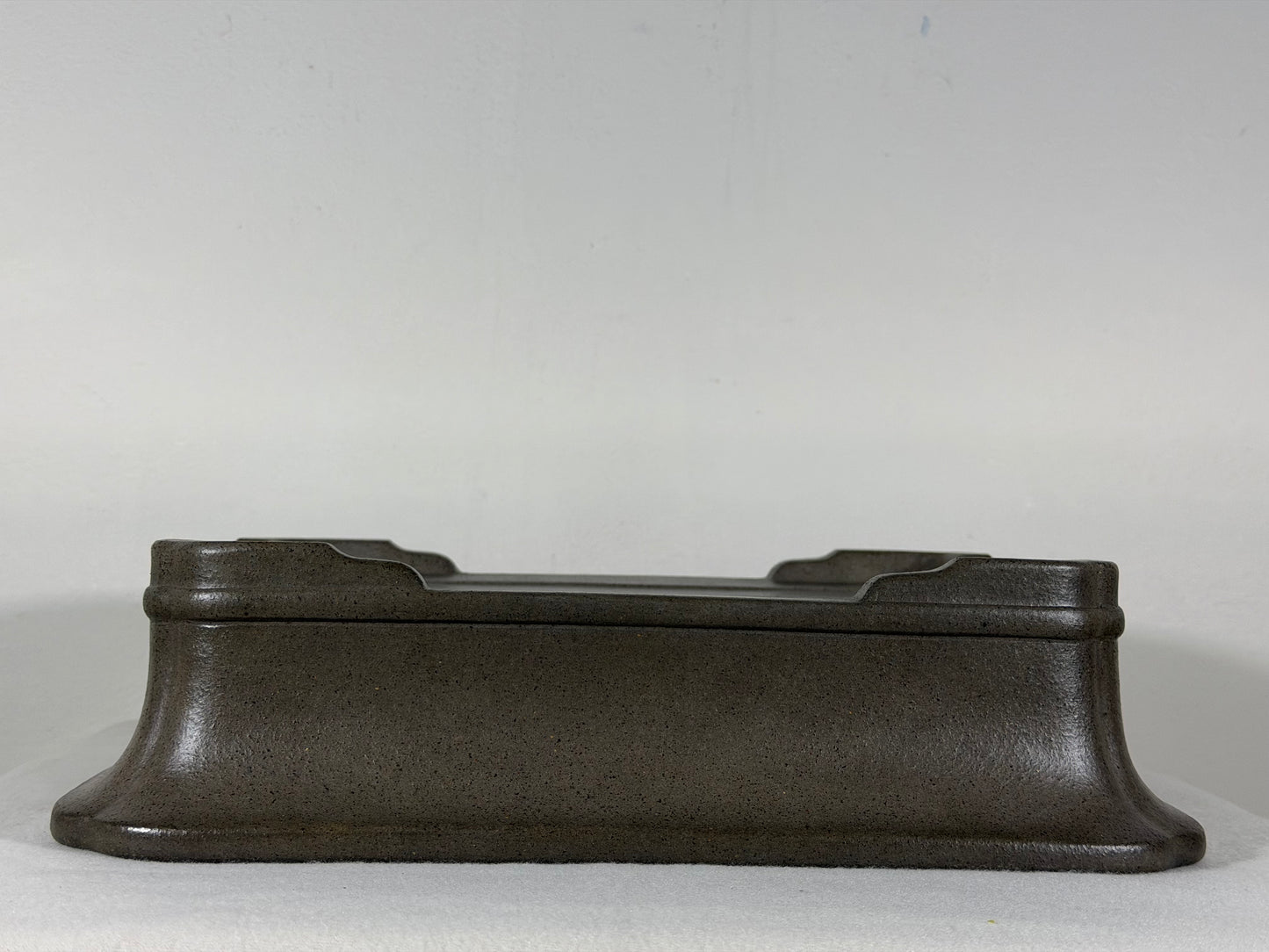 Preowned Japanese Tokoname Unglazed Rectangular Bonsai Pot Keizan - 12.75” By 10.25”