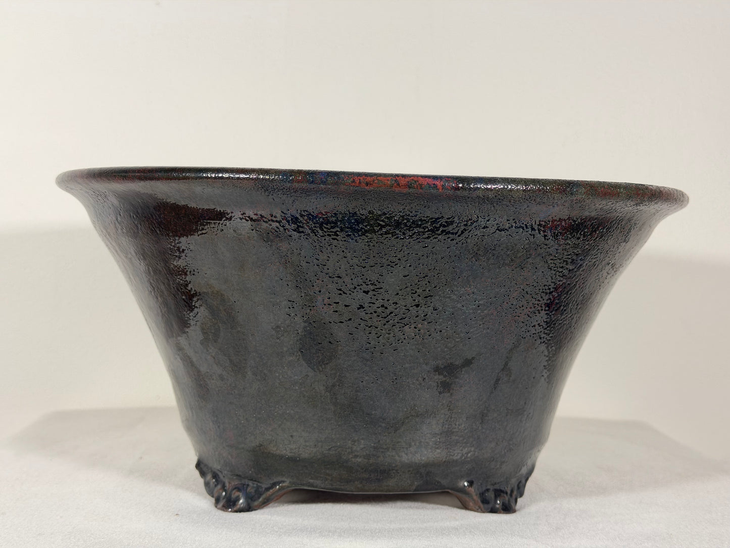 New Japanese Tokoname Glazed Round Bonsai Pot Syuho - 12” By 5.75”