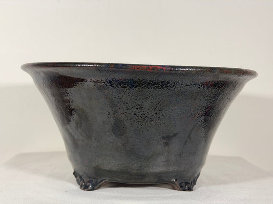 New Japanese Tokoname Glazed Round Bonsai Pot Syuho - 12” By 5.75”