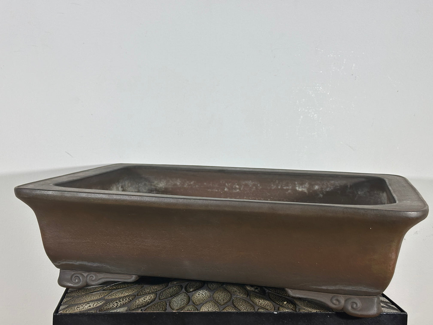 Preowned Japanese Tokoname Unglazed Rectangular Bonsai Pot Syukouzan - 19.5” By 15”