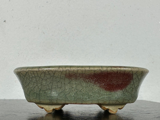 Preowned Vintage Japanese Oval Bonsai Pot By EIMEI - 2 7/8” By 2 1/8”