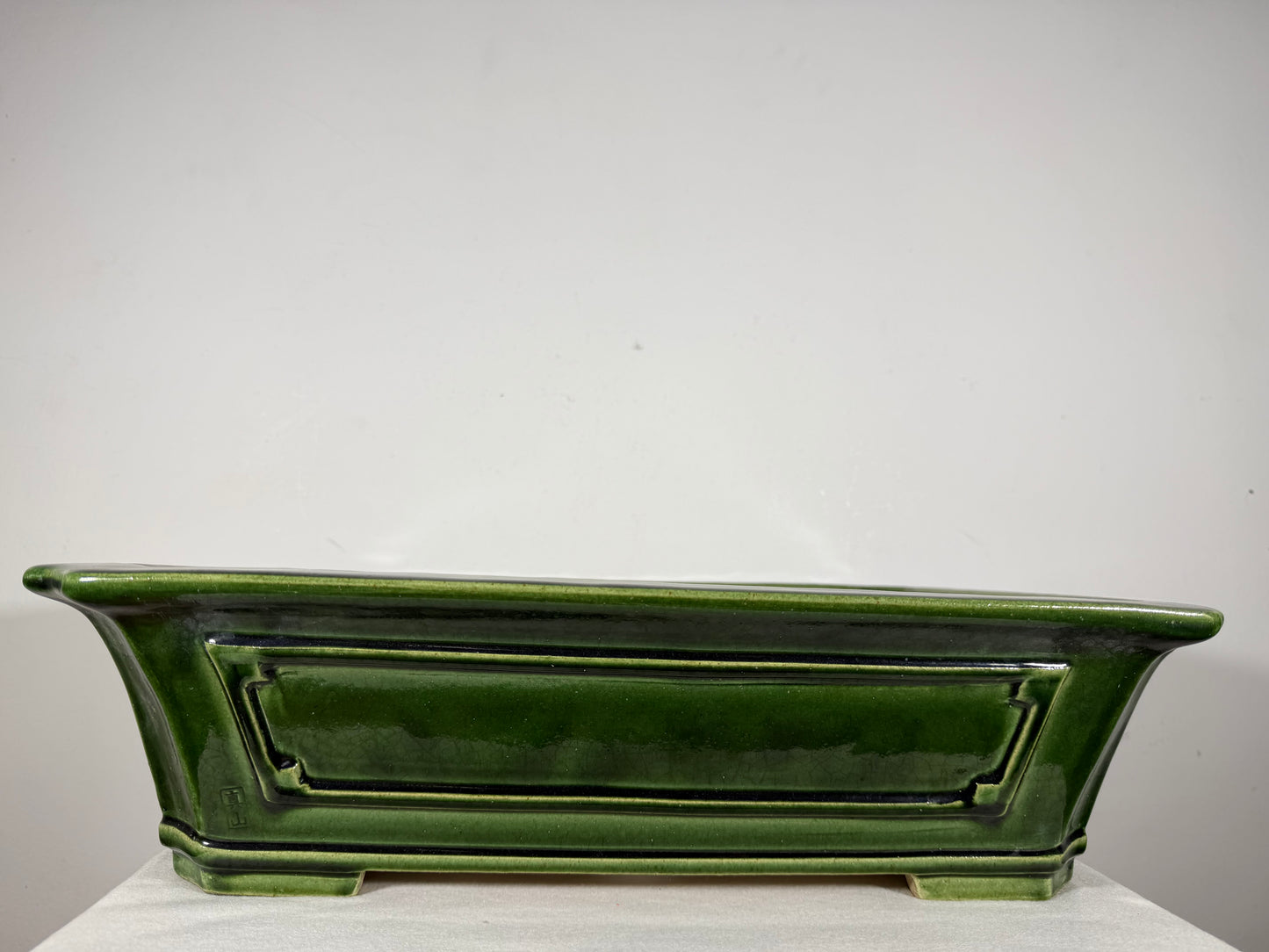 New Japanese Tokoname Glazed Rectangular Bonsai Pot Mazan Terahata - 18.75” By 15.75”
