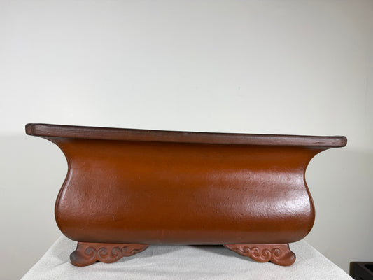 Preowned Japanese Tokoname Unglazed Square High Quality Bonsai Pot Syouzan - 16.25” By 7.5”