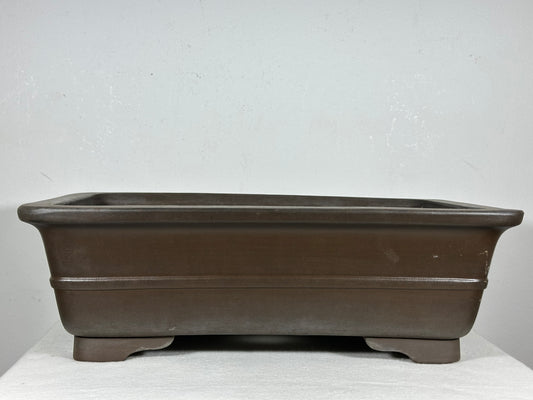 Preowned Japanese Tokoname Rectangular Bonsai Pot with Stamp - 15.75” By 10.75”