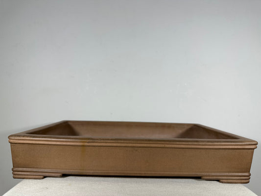 Preowned Japanese Tokoname Unglazed Rectangular Bonsai Pot Seizan - 19” By 13”