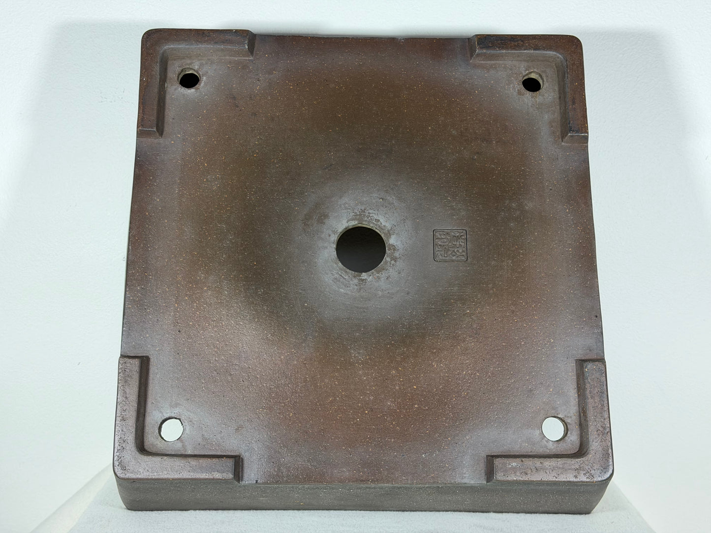 Preowned Japanese Tokoname Unglazed Square Bonsai Pot Syousen - 14.5” By 4.5”