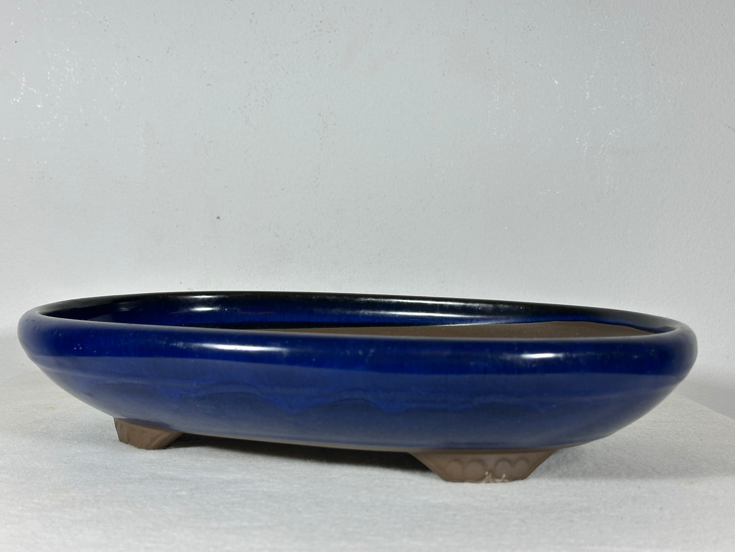 Preowned Japanese Tokoname Glazed Oval Shallow Bonsai Pot - 13.25” By 9”