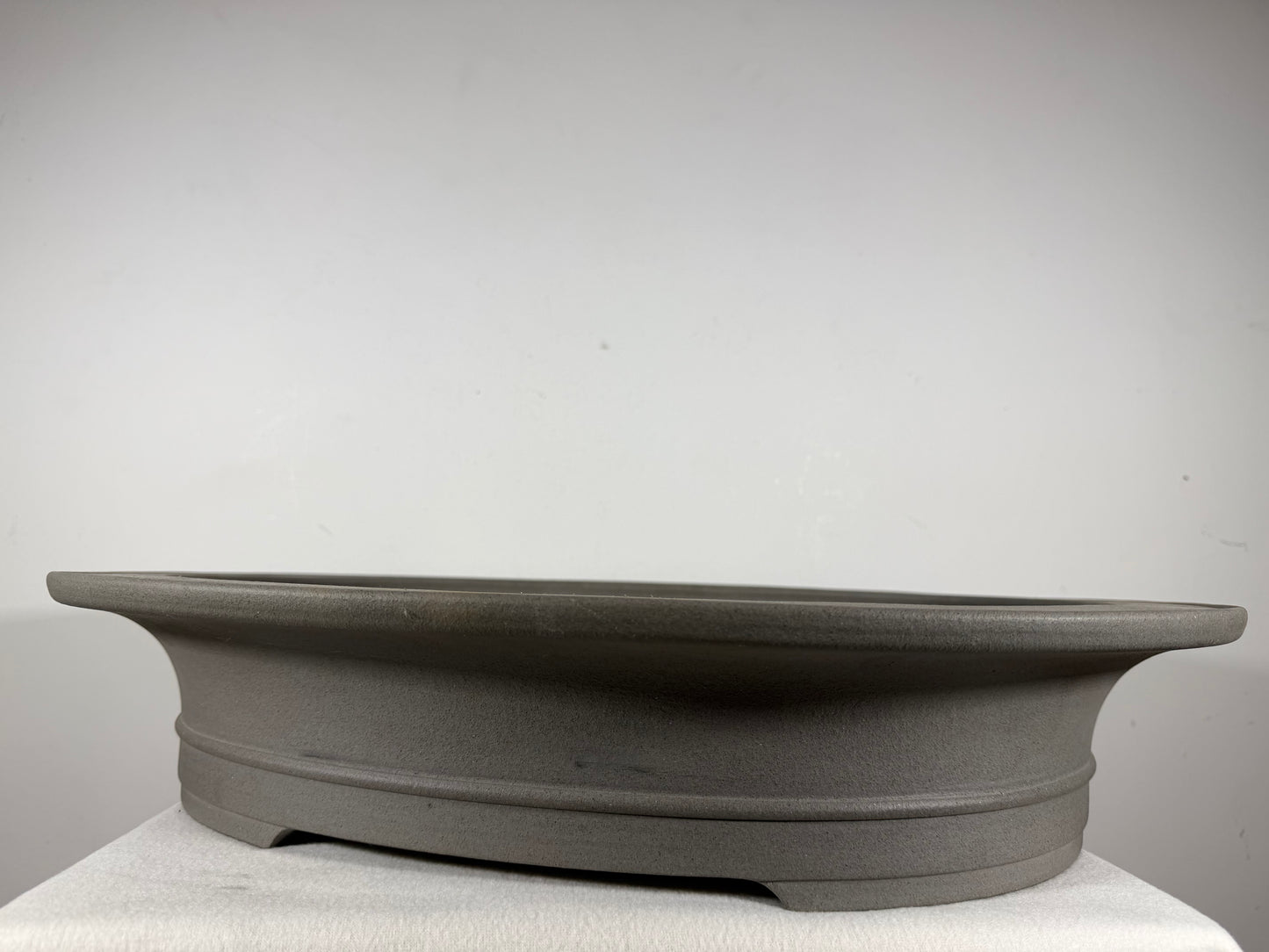 New Japanese Tokoname Unglazed Oval Bonsai Pot Kisen - 23” By 19”
