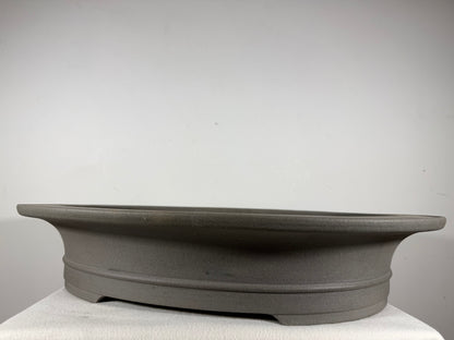 New Japanese Tokoname Unglazed Oval Bonsai Pot Kisen - 23” By 19”