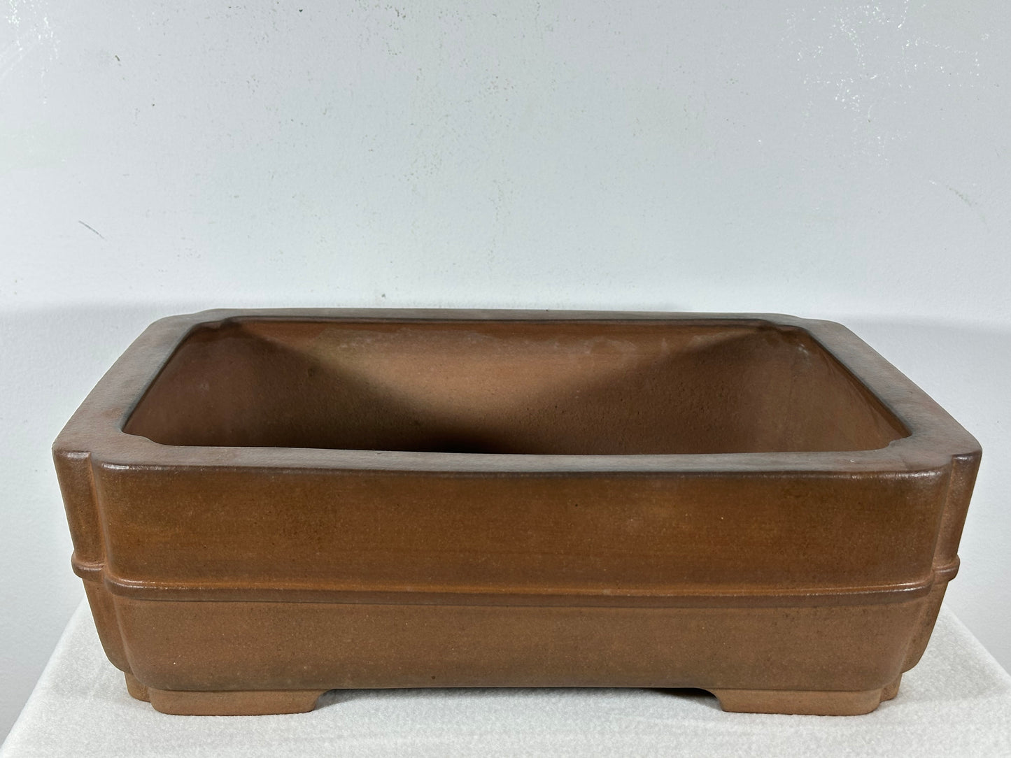 Preowned Japanese Tokoname Unglazed Rectangular Bonsai Pot Seizan - 14.5” By 11”