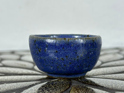 Preowned Japanese Tokoname Glazed Round Bonsai Pot with Stamps - 1 7/8” By 1”